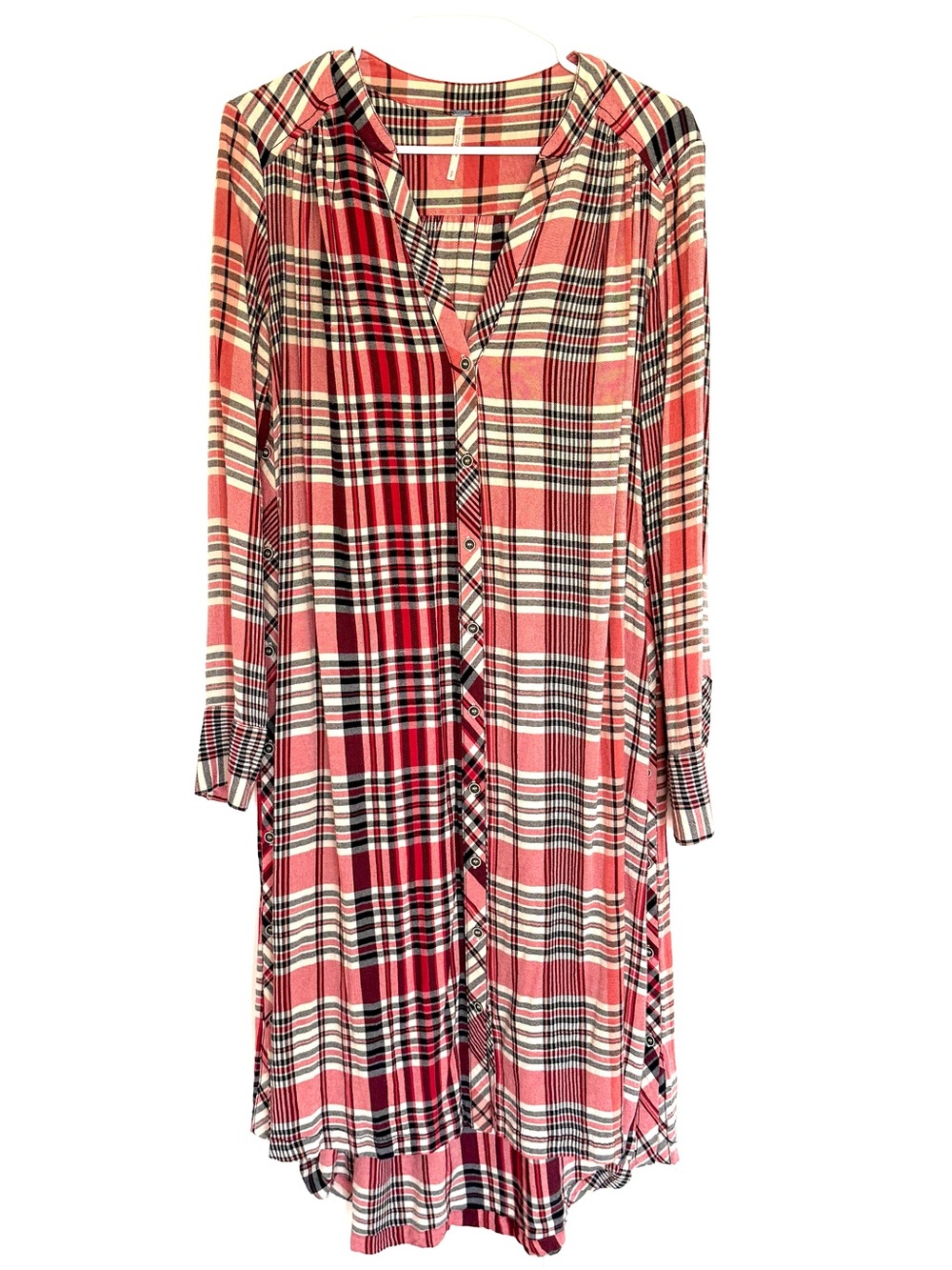 Free People Loralei Plaid Button-Front Midi Shirt Dress - Picture 5 of 11